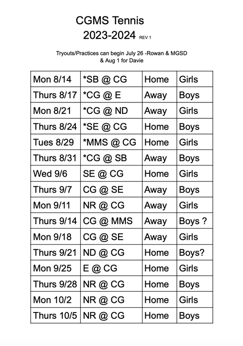 CGMS Tennis 2023-2024